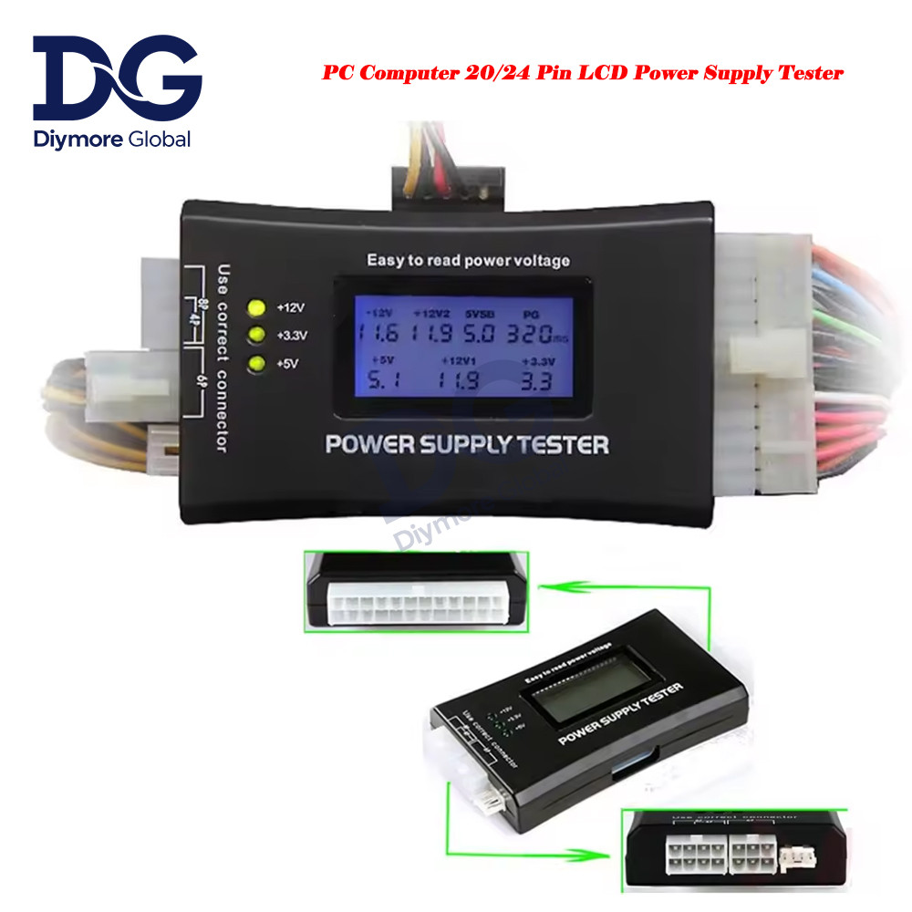 1Pc Lcd Display Pc Computer 20/24 Pin Lcd Power Supply Tester Check Atx Source Tester Power
