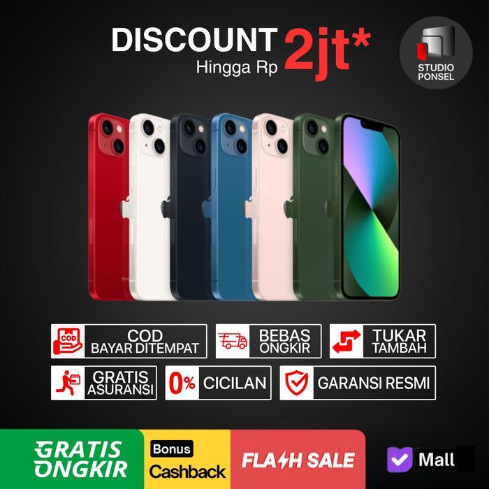 0dw3- Apple Iphone 13 128Gb Midnight Starlight Blue Pink Green Garansi Resmi