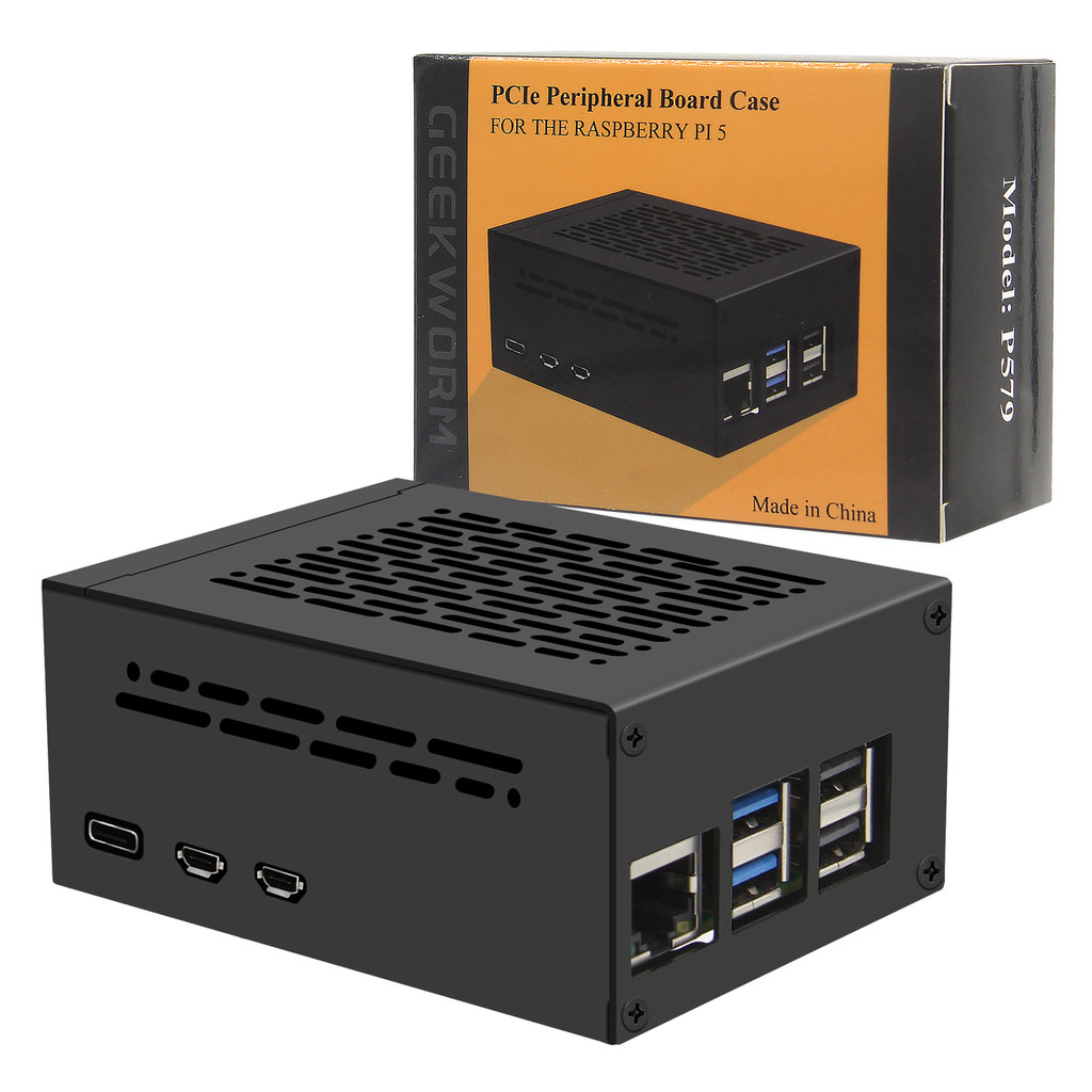 TERBARU Raspberry Pi 5 Case (P579-V3) | Support PCIe M.2 NVMe SSD Shield Top X1001 / X1003 / X1000 /