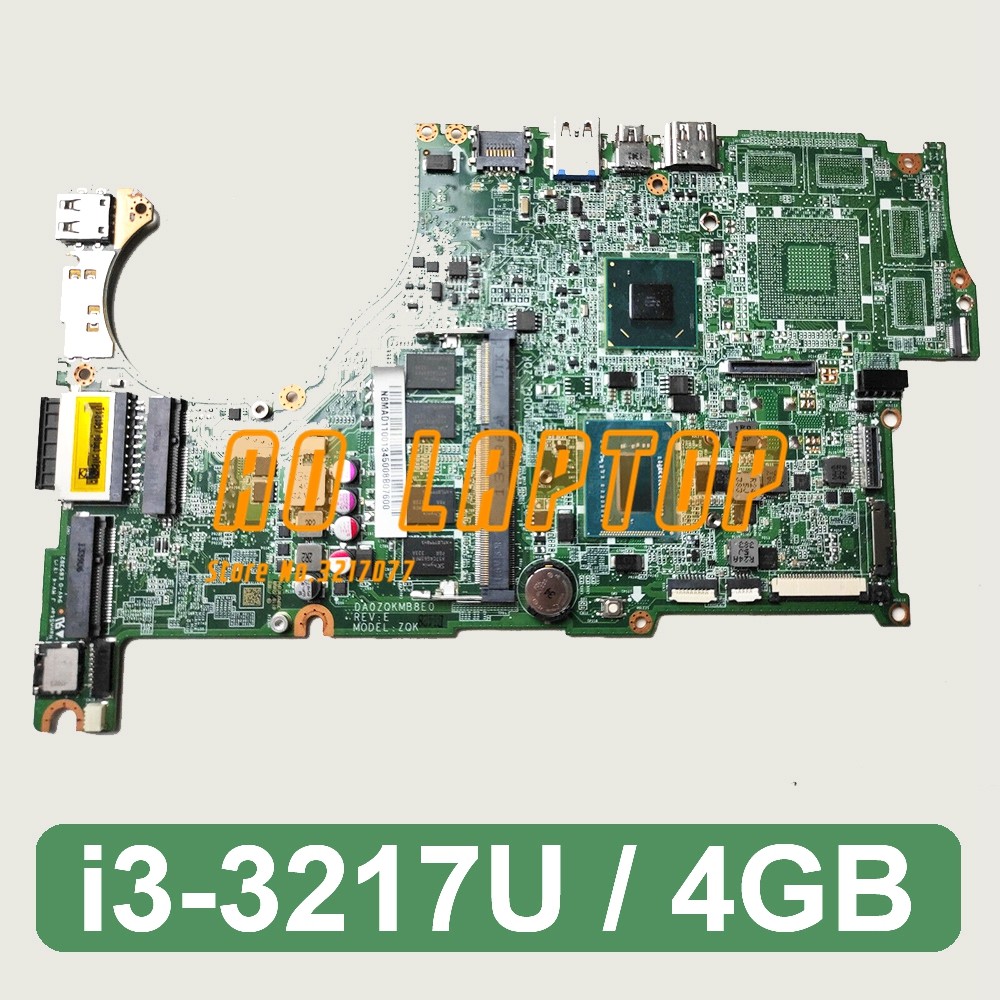 For Acer Aspire V5-472 ZQK Laptop PC Motherboard i3-3217U Notebook 14"  4GB DDR3L NBMAD11001 DA0ZQKM