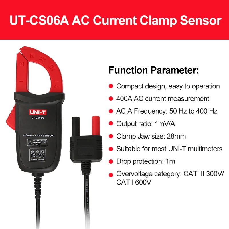 UNI T AC Current Clamp Sensor UT-CS06A 400A Amperimetric Clamp Meter Ammeter Suitable For UT61E+ UT1