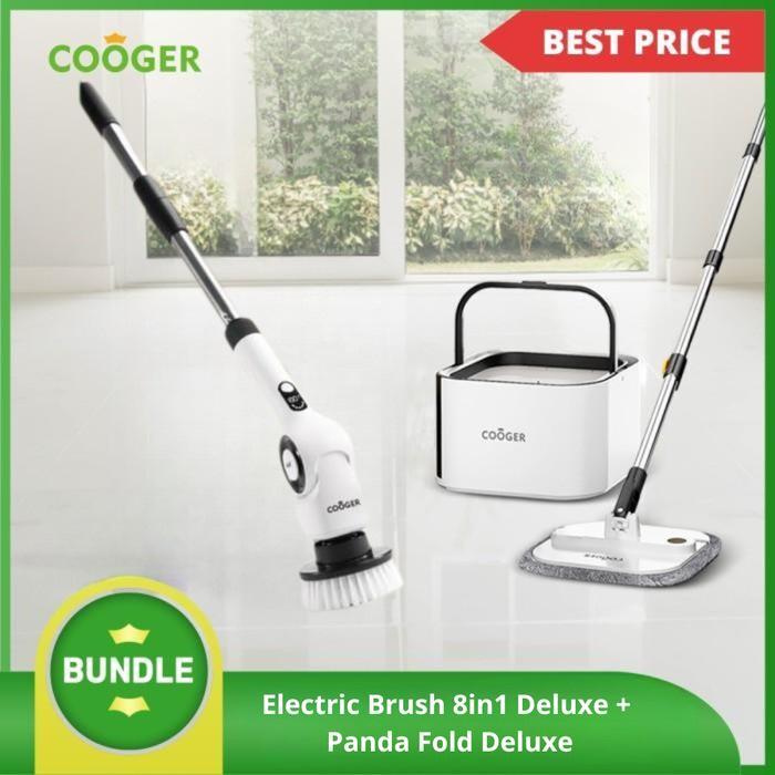 COOGER BUNDLE Panda Automatic Single Spin Mop New Version Pel Lantai Otomatis Dengan Sikat Elektrik