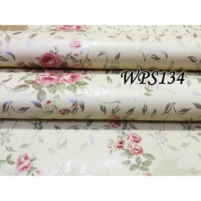 b44i- Meth Wallpaper Sticker 45Cmx5M- Wps134-Silver Leaves N Pink Flower