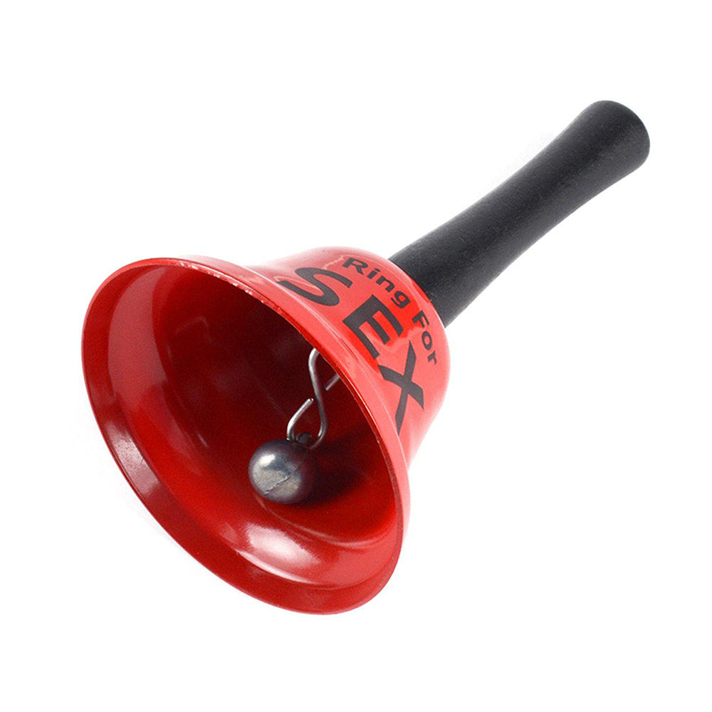 Red Hand Bell with Ring Creative Manual Rattle Sex Hand Metal Bell Toy for Adult Bachelor Party