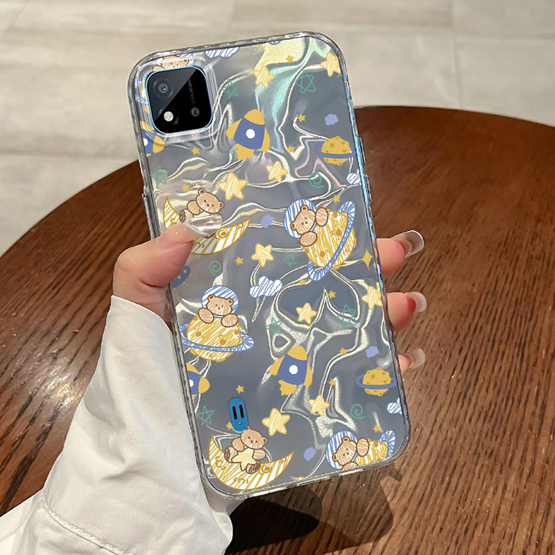 Casing Hp Realme C20 C20A C11 2021 C11 2020 Narzo 50I Case Casing Pola Beruang Luar Angkasa HP Kasin