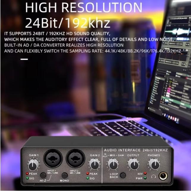 Q24 SoundCard Audio Interface Recording Preamp USB Music & Alat Gitar Elektrik Piano dsb sound card