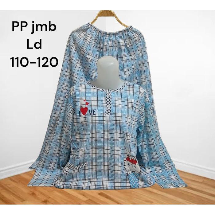 Santaibju- Set Pp Baju Tidur Kaos Lengan Panjang Dan Celana Panjang Jumbo Babydoll Wanita Xxl Ld