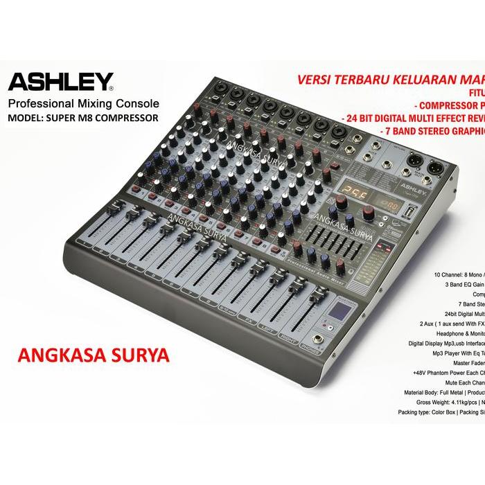 Promo MIXER ASHLEY SUPER M8 COMPRESSOR ORIGINAL /MIXER AUDIO 8 CHANNEL SUPER M8 ORIGINAL ADA