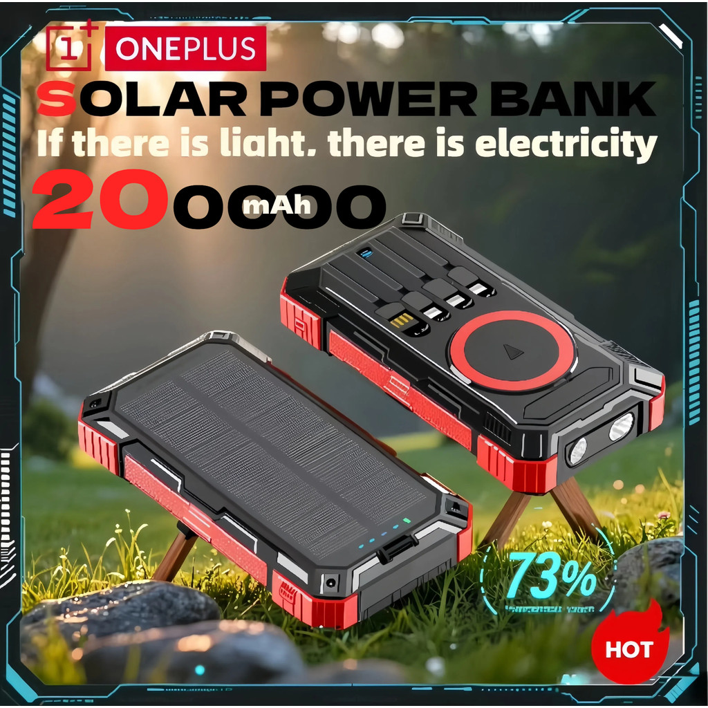Oneplus Solar Wireless Power Bank 200000Mah Large Capa Fast Charging External Battery Outdoor