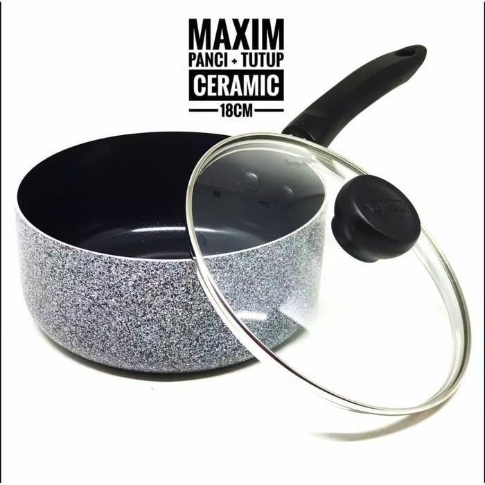 Cypruz Kitchenware - Maxim Neostone Sauce pan 18 Cm Panci Ceramic Marble Anti Lengket +Tutup
