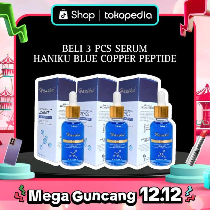 (3 PCS) Haniku Skin Serum Blue Copper Peptide - Haniku Serum BPOM Blue Copper Peptide Essence Hitam