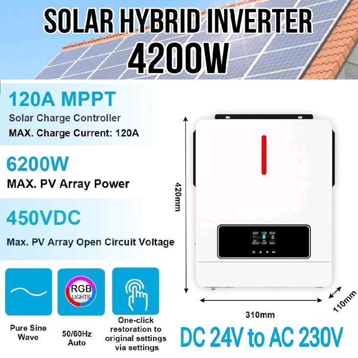 Inverter Hybrid Solar Controller DC 24V to AC 230V 4200W - Victor ECO-4.2KW-PLUS