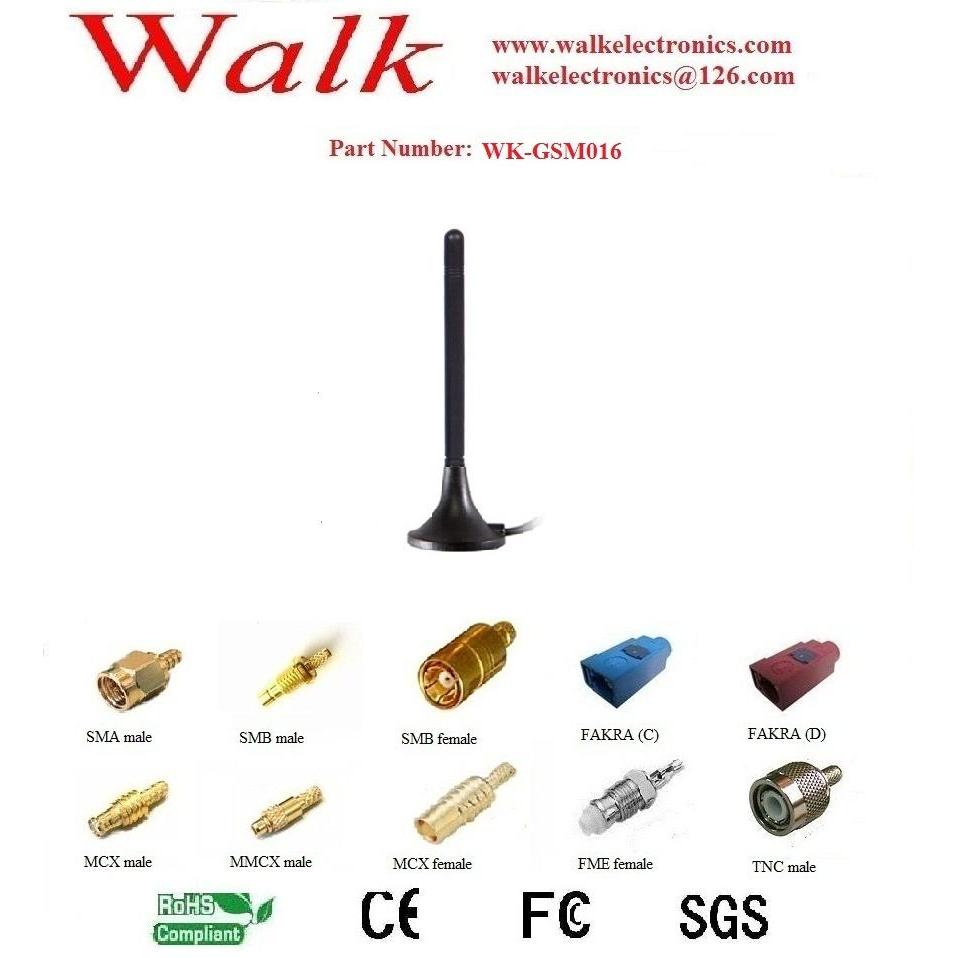 Magnetic Mount Gsm Gprs Whip Antenna, Amps Quad Band Antenna, Sma Male Straight Connector, Rg174