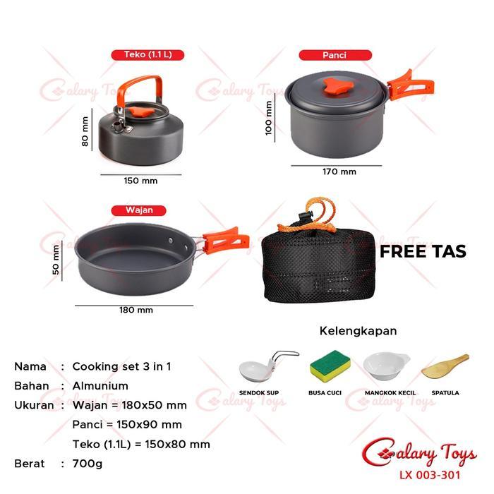 BERKUALITAS SPEEDS Alat Masak SET Mini Camping Cooking Nesting Stove Ceret Kompor Cookware 3in1