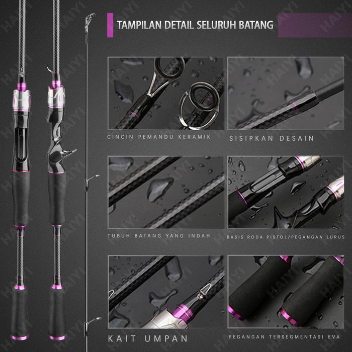 BERKUALITAS Joran Pancing Set 1.65-2.1m Joran Dan 500-7000 Reel Pancing Joran Set Lengkap High
