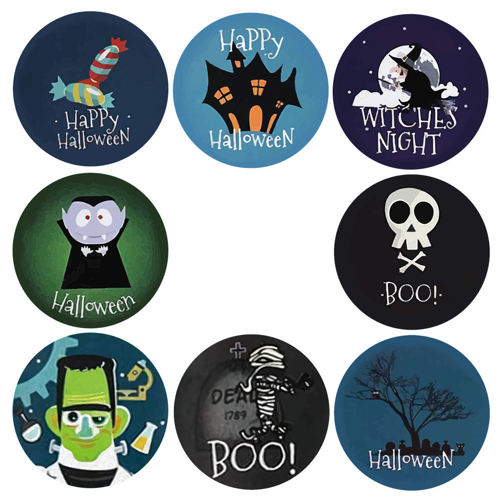 100-500pcs Halloween Pumpkin Witch Self Adhesive Paper Stickers Candy Bags Box Gift Packaging Sealin