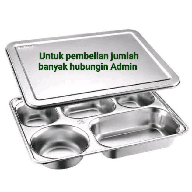 Food Tray Ss Wadah Makan Ompreng / Tempat Makan Stainless Tempat Sayur Makanan Wadah Makanan Mbg