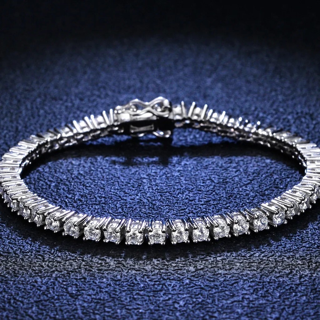 Full Diamond Tennis Chain Bracelet Bracelet Women Simple 3mm Roman Moissanite Diamond Bracelet Super