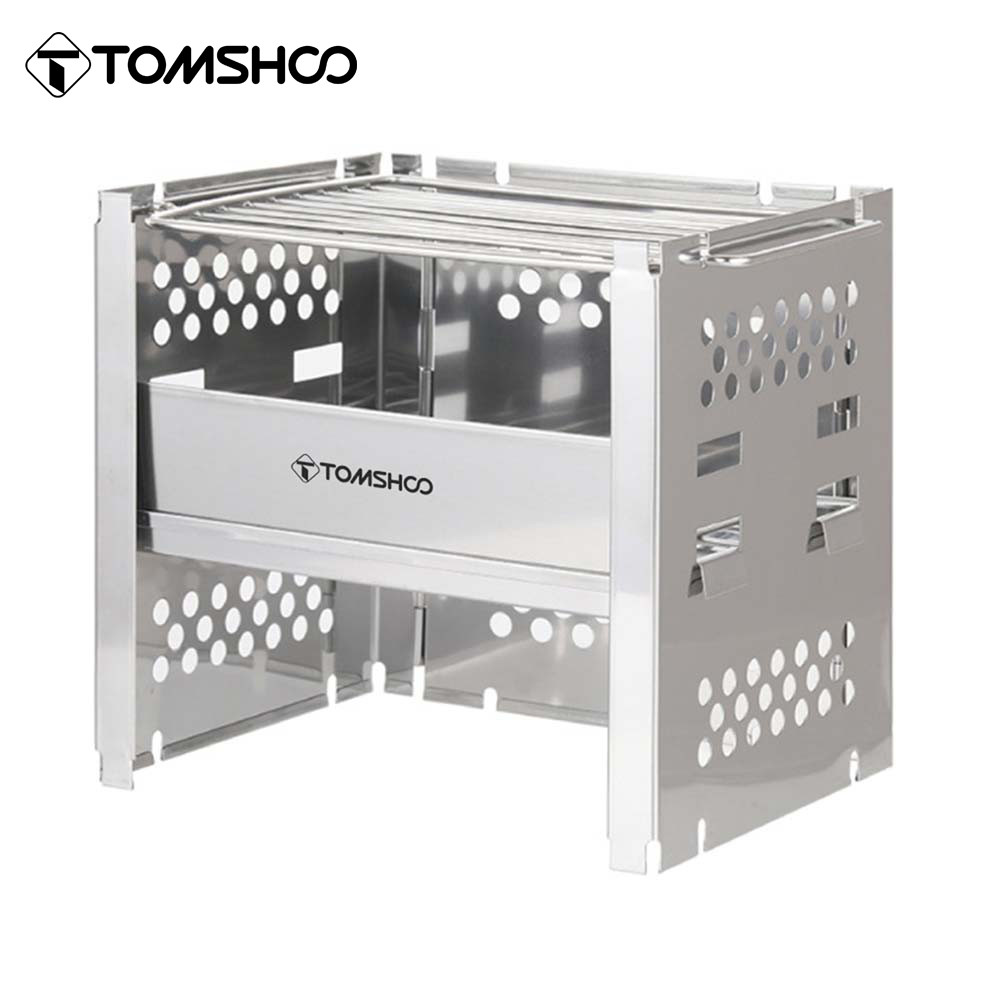 Tomshoo Outdoor Camping Wood Stove W Barbecue Grill Portable Wood Burning Stove Wood Burner W Bbq