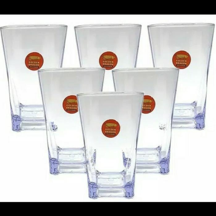 1 Lusin Gelas Minum Cantik Melamin Bening Golden Dragon Original