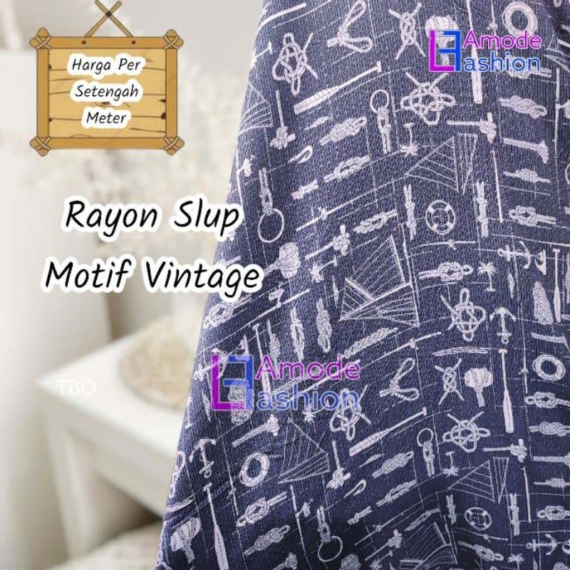 Kain Rayon Slup Motif Vintage