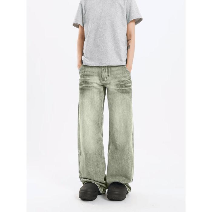 8zg8- Tamp-X Oversize Skena Celana Jeans Pria Baggy Kuning Vintage Denim Jumbo Jeans Petir