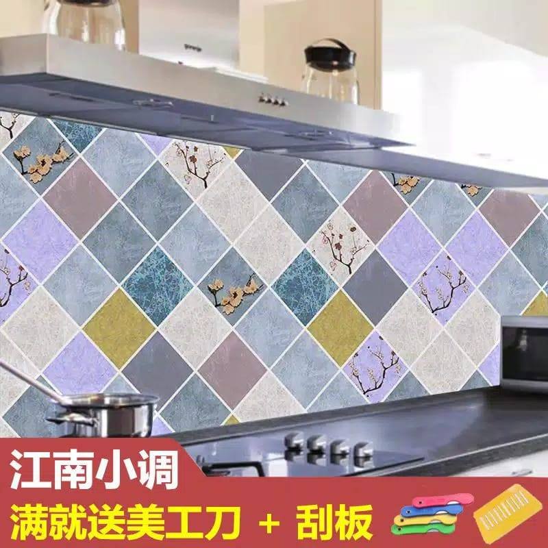 WALLPAPER DAPUR MOTIF GRANIT UNGU METALIK STIKER DAPUR TERMURAH {UNGU}