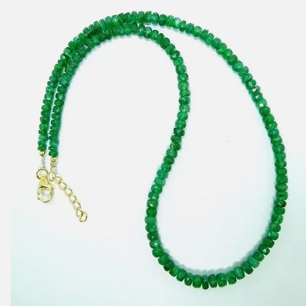 A++ Zambian Emerald Faceted Rondelle Beads 18" Beautiful Woman Choker Necklace