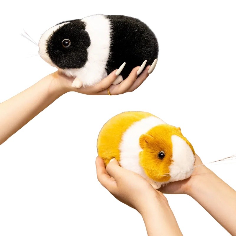Guinea Pig Plush Toy 18cm Lifelike Black White,Brown White Guinea Pig Doll Stuffed Animal Toy Kids