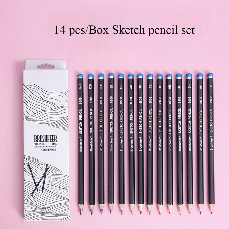 14 Pcs / Box Sketch Pencil Set 14B-4H-H Drawing Black Pencil for Drawing Sketching Shading Blending
