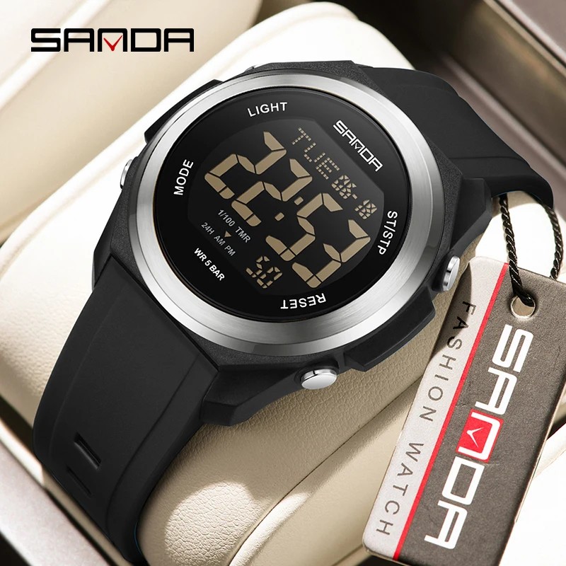 SANDA Top Man Digital Watch Seven Types of Night Light Sport Watch Multifunctional Stopwatch