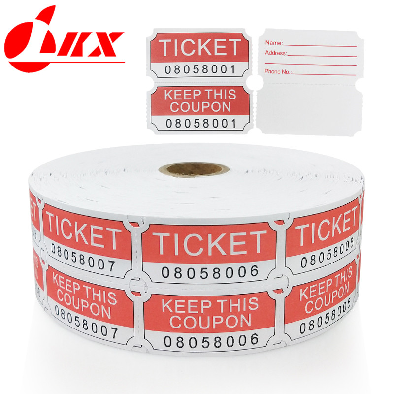 LKX Red Raffle Tickets For Classroom Lottery Roll Of Single Paper Labels Drink Events Raffle Tickets