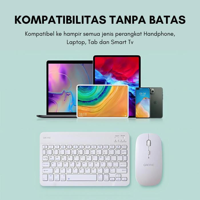 GROTIC KEYBOARD WIRELESS BLUETOOTH PORTABLE 10 INCH DENGAN MOUSE