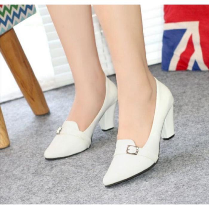 Calbi Indo - Sepatu Fashion Wanita Pantofel Heels Kotak Tahu Hak 7Cm Sepatu Pesta Kerja Kantor