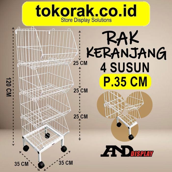 RAK MINIMARKET KERANJANG 4 SUSUN 35 CM RAK SNACK CHIKI PROMOSI DAPUR