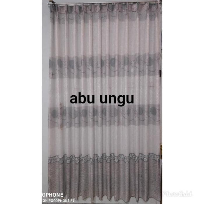 Vitrase putih motif garis silver garis gold daleman gorden