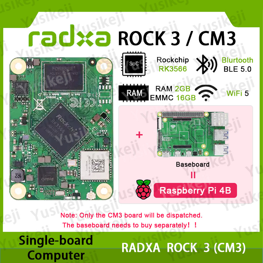 Radxa Cm3 Coreboard 3566-Module, Rockchip Rk3566 Quad-Core Processor, Compatibel Met Raspberry Pi
