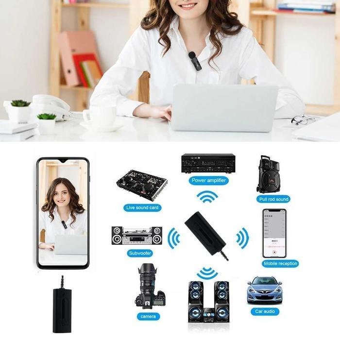 Promo TAFFSTUDIO Double 3.5mm Microphone Wireless Clip On Iphone Youtuber Mic Clip On Bluetooth
