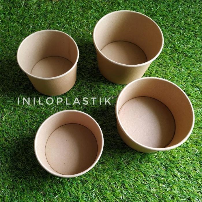 43uw- Paper Bowl Brown Polos 360Ml [25Pcs] / Kraft Paper Bowl 360 Ml Cokelat [1Pack]