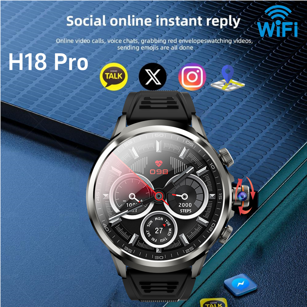 H18 Pro Smartwatch 5G Lte 1880Mah Battery Play Store Heart Rate 1.95 Inch Spherical Screen Full