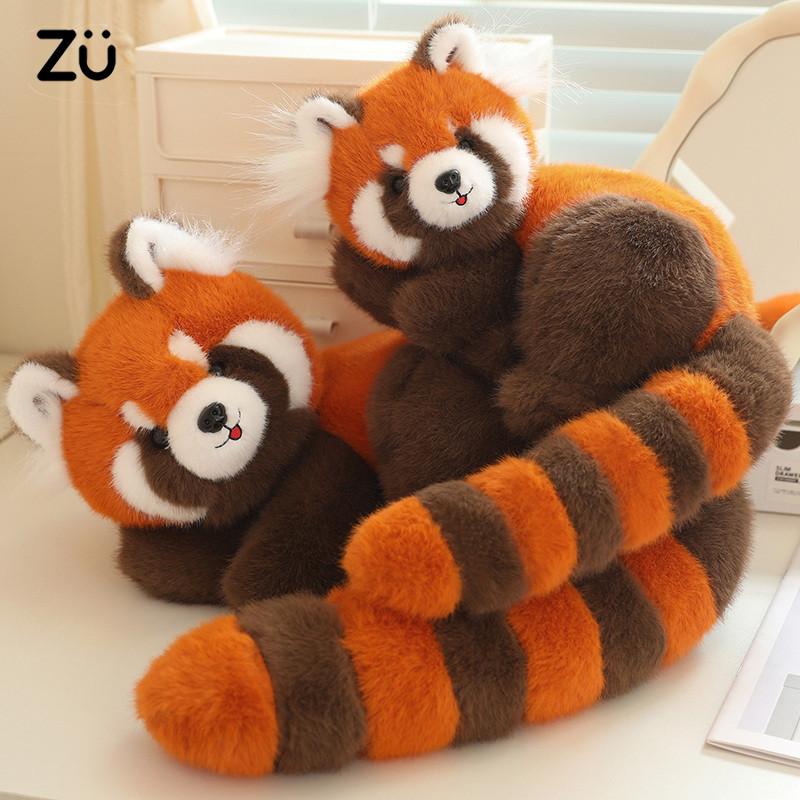 Long Tail Cute Raccoon Soft Toy Huggable Baby Red Panda Plush Doll Sleeping Raccoon Plushie Birthday