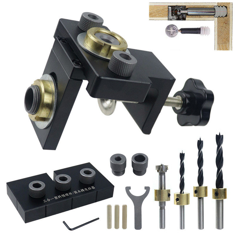 Adjustable Woodworking 3 in 1 Doweling Jig Kit Pocket Hole Jig