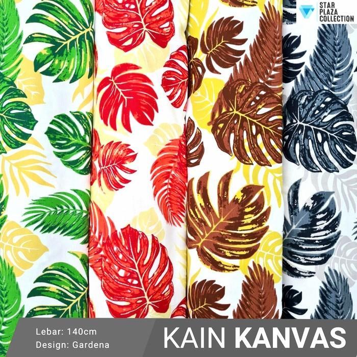 Kain Kanvas Motif Daun Tropical - Gardena (Sofa, Kursi, Sarung Bantal)