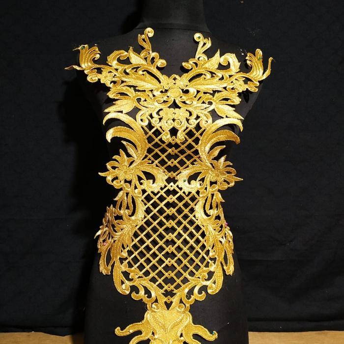 jq41- Renda Bordir Dress/Gaun/Kebaya/Gamis/Baju Pesta ( Model Retik )