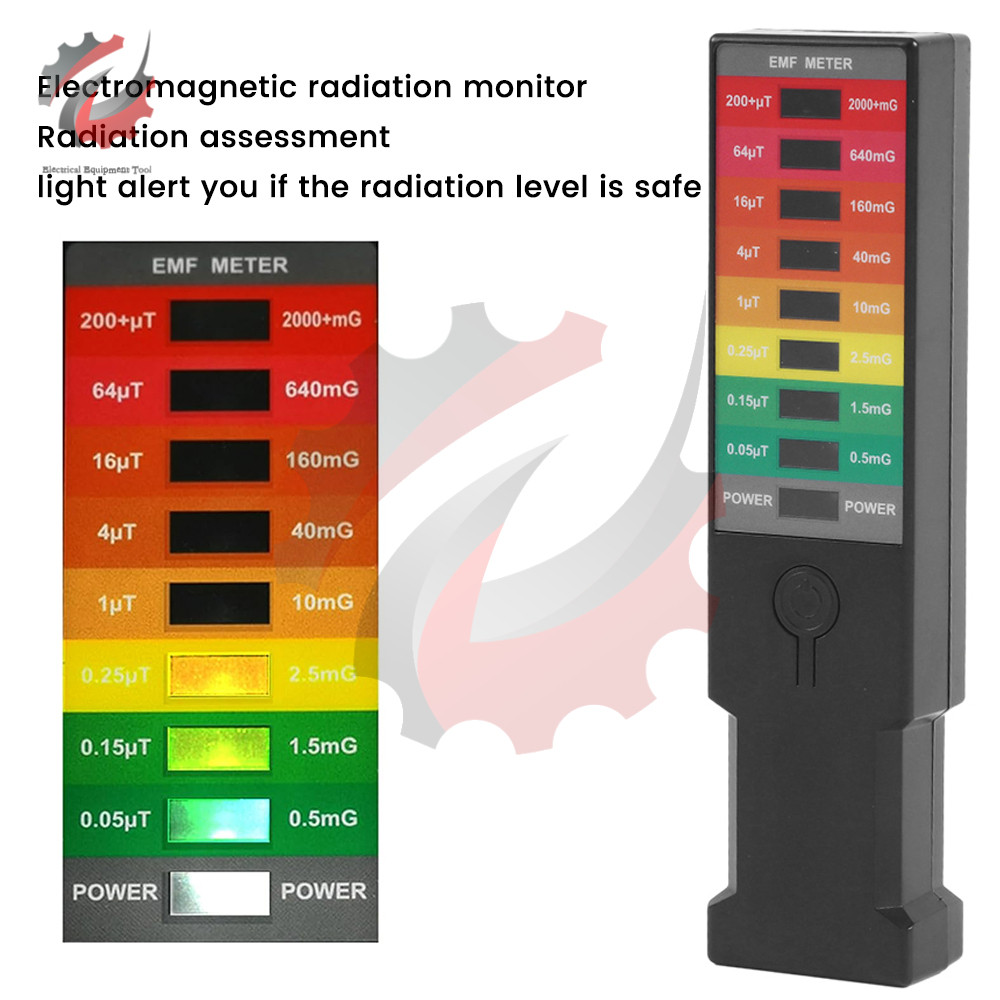 EMF Electromagnetic Field Gauss Meter Radiation Dosimeter Detector EMF Magnetic Field Monitor 8 LED 