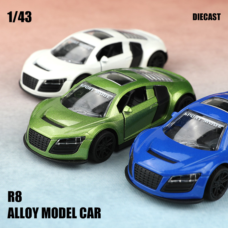 (Bagged)1:43 R8 Racing Car, Alloy Model Car, Simulated Vehicle, Children Alloy Car, Boy'S Toy Model,