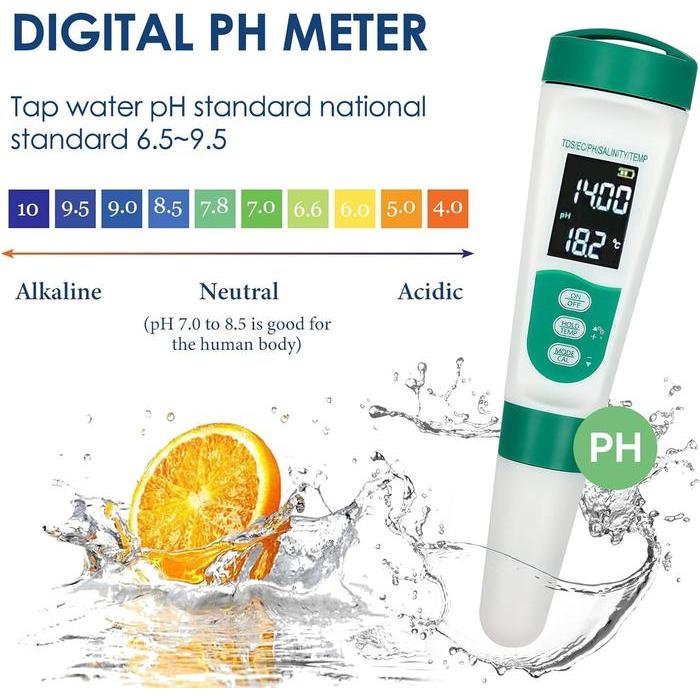 DILATE PH Meter TDS Pengukur Salinitas Suhu Air Digital Pena PH Penguji Kualitas Air Penguji Suhu