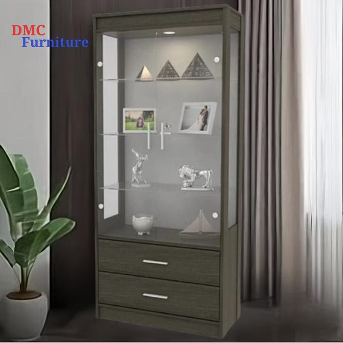Lemari Hias Kaca 2 Pintu Lemari Pajangan Lemari Piala Lemari/Rak Hias