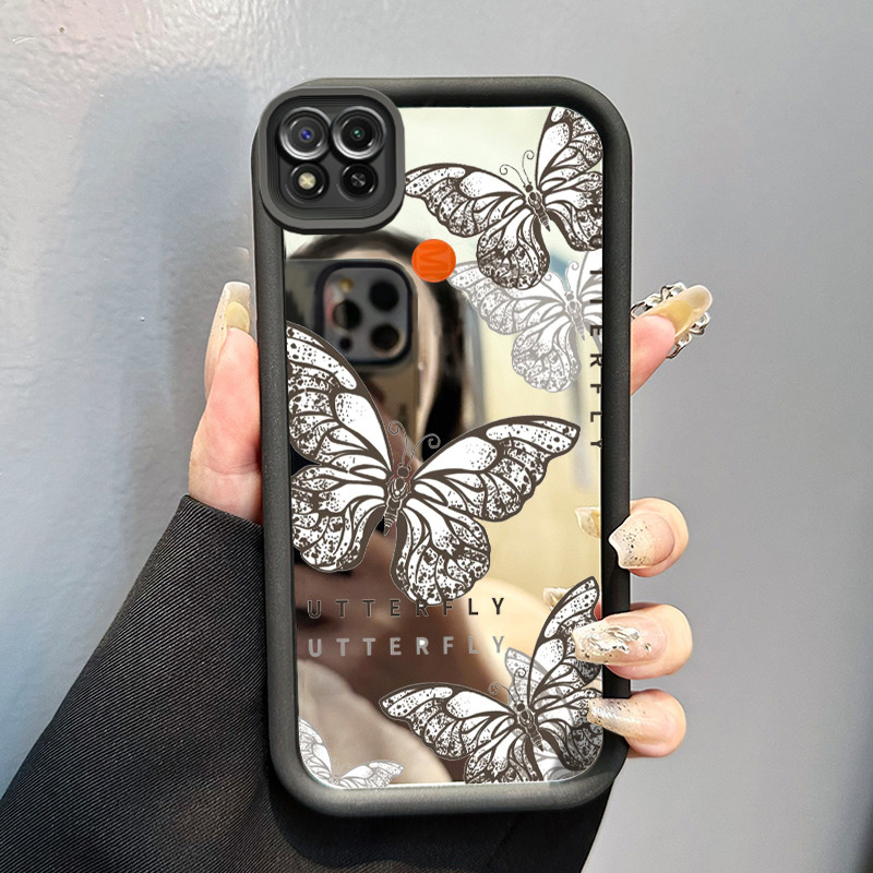 Casing Hp Xiaomi Redmi 9C Redmi 9C NFC Redmi 10A POCO C31 Case HP Casing pola Kupu-kupu Hitam Kasing