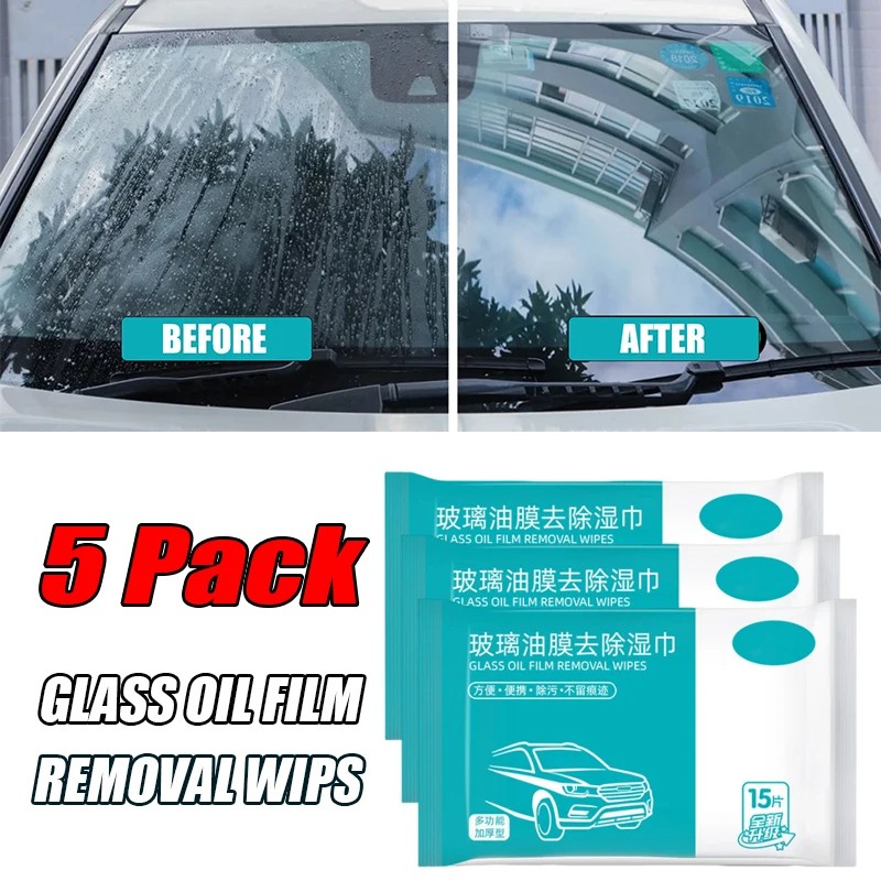 5 Pack Car Glass Oil Film Removing Wips Detail Removed Dirt Glass Oil Film Car Window Powerful